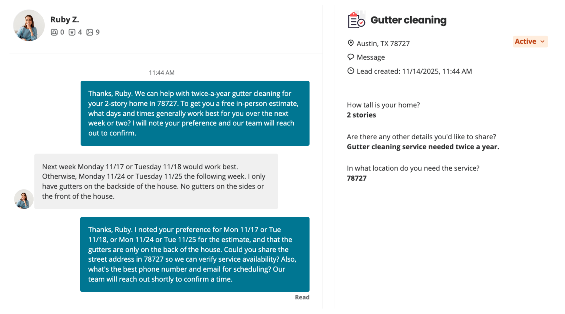 LeadTruffle AI conversation inside Yelp