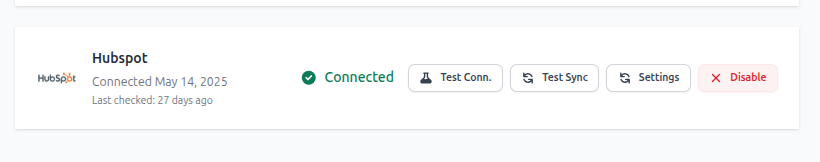 HubSpot Integration Setup Screenshot