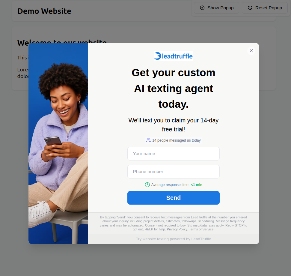 LeadTruffle Exit-Intent Popup Widget Example